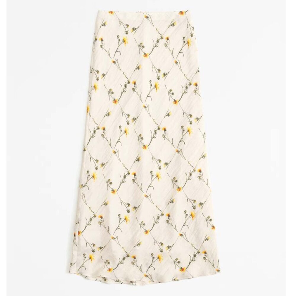 Abercrombie & Fitch Cream Maxi Skirt with Yellow Floral Print